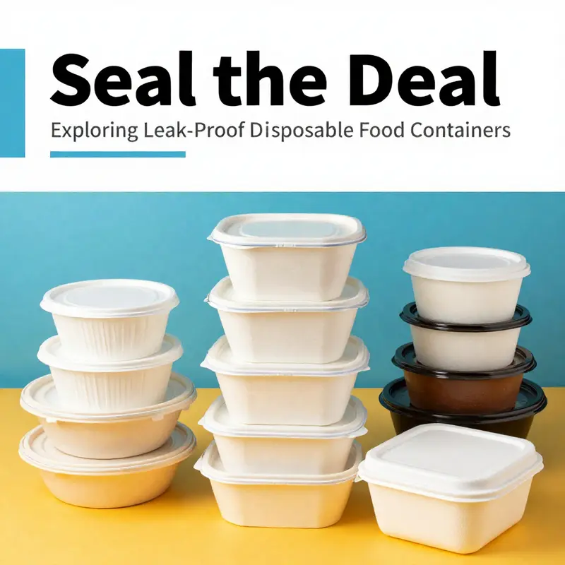 A diverse selection of materials used in leak-proof disposable food containers.