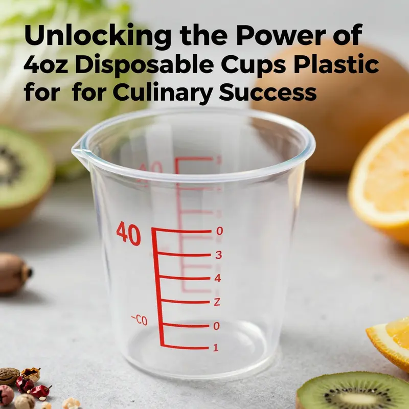 Chefs efficiently using 4oz disposable measuring cups in a professional kitchen for precise ingredient measurement.