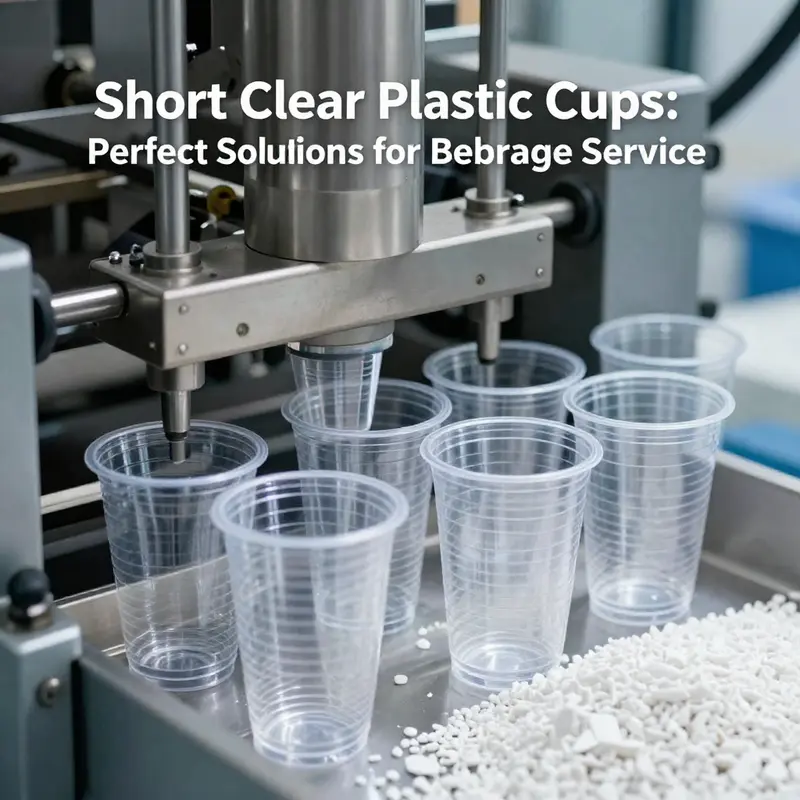 Short clear plastic cups highlighted with various beverages for diverse occasions.