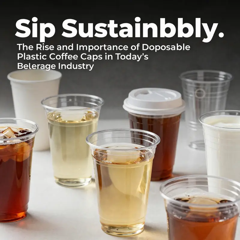 Various disposable plastic coffee cups highlighting material durability and beverage presentation.