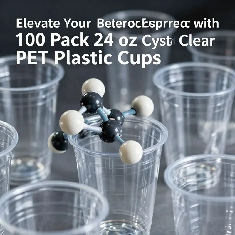 A detailed look at the molecular structure of PET used in crystal clear cups.