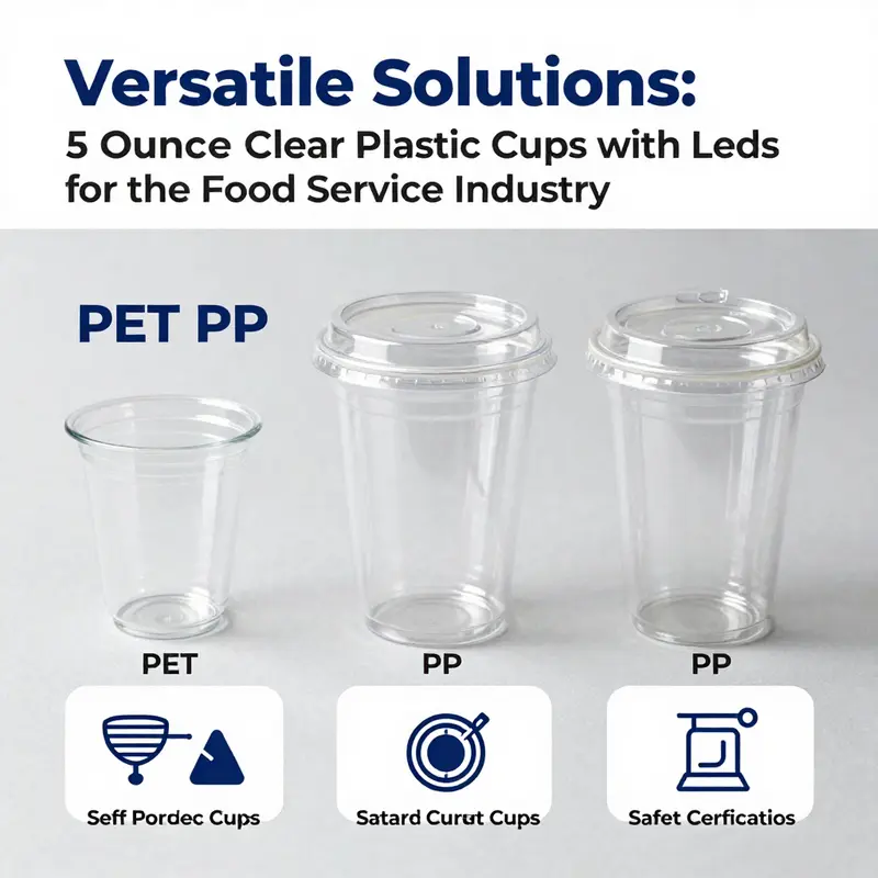 Various 5 ounce clear plastic cups filled with desserts and refreshments demonstrate their applications in the food service industry.