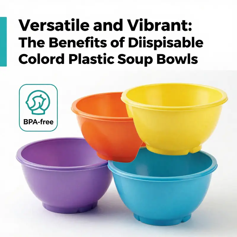 A variety of disposable colored plastic soup bowls showcasing their elegance and versatility.