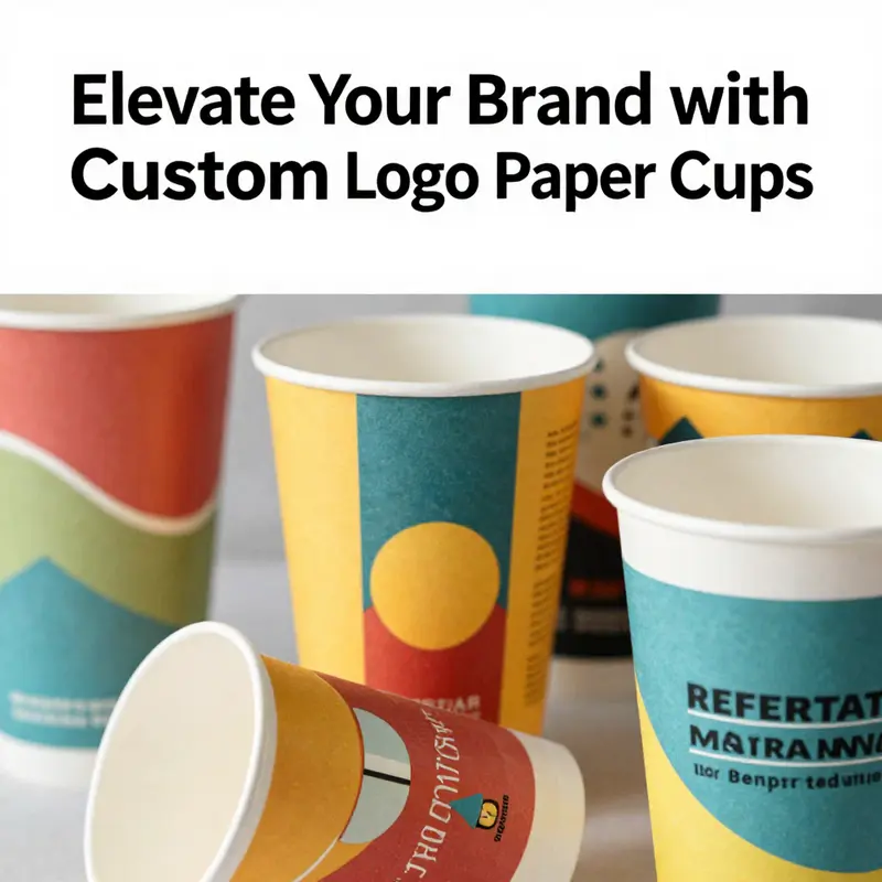 Custom logo paper cups prominently featured in a trendy bubble tea shop, showcasing branding and design.