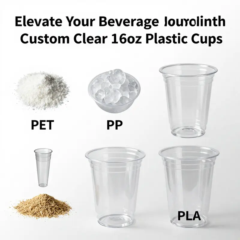 Showcasing diverse customization options for clear 16oz plastic cups.