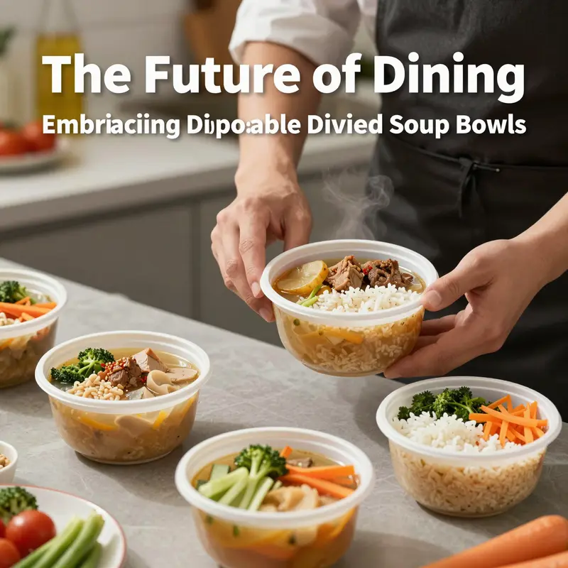 Creative meal prep with disposable divided soup bowls enhances presentation and convenience in catering services.