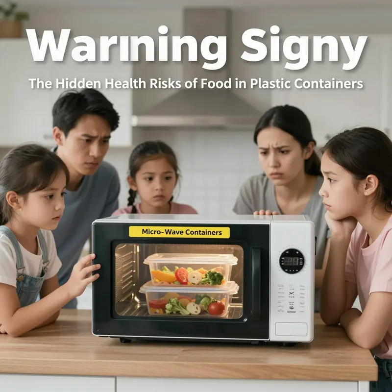 Exploring the potential health risks associated with food stored in plastic containers.