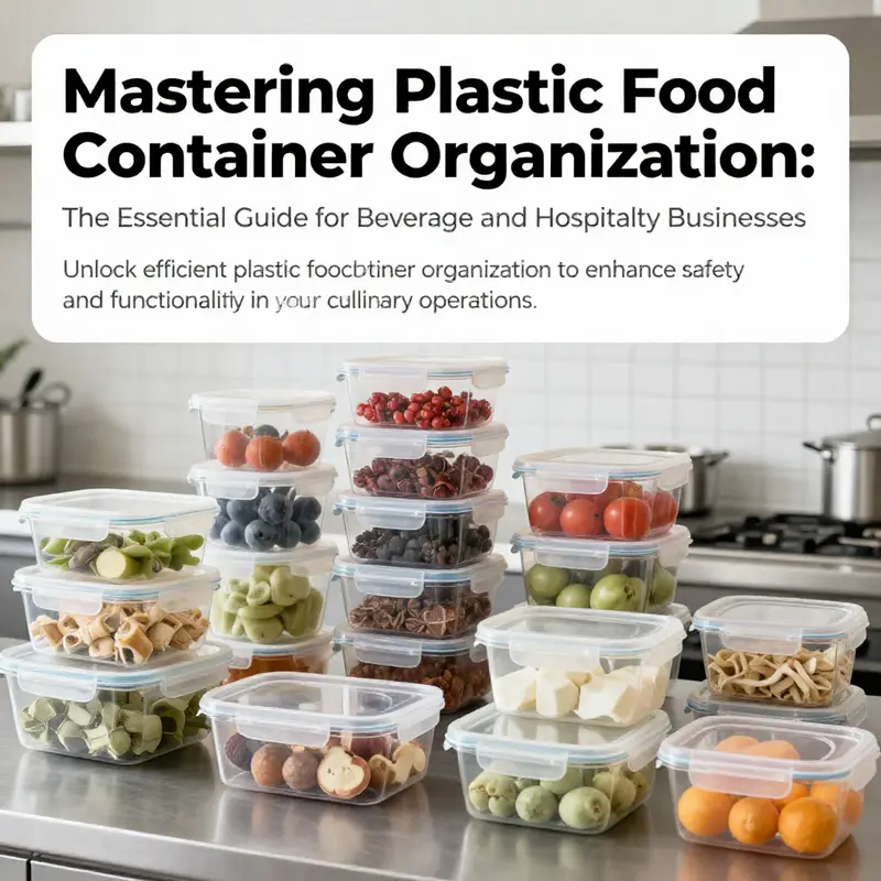 A visually appealing kitchen with organized plastic food containers of various sizes, emphasizing the importance of efficient organization.