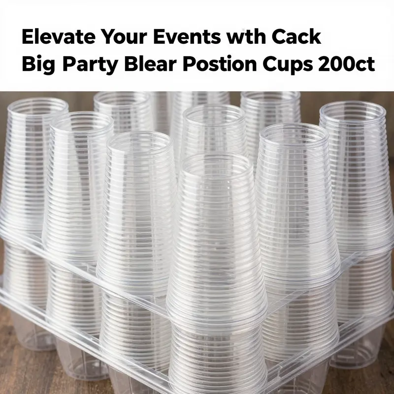 Big Party Pack Clear Plastic Portion Cups arranged to highlight packaging efficiency.