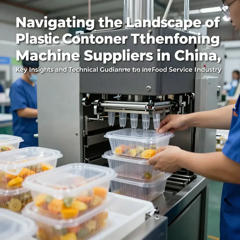 Busy food service environment with plastic food containers being prepared for packaging.