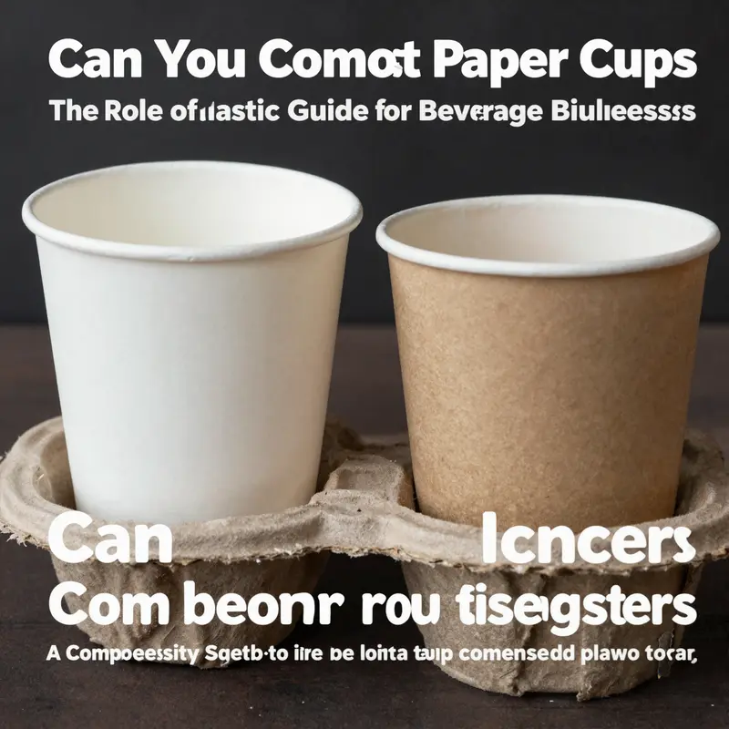 This infographic outlines the materials used in paper cups and their compostability status.