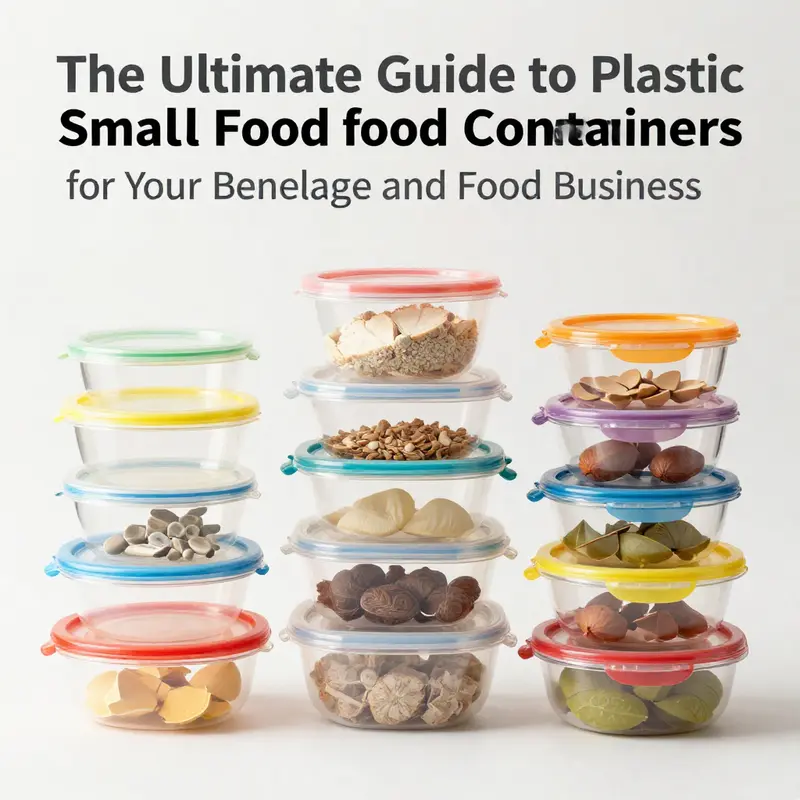 Diverse plastic food containers displaying different shapes, sizes, and materials available for foodservice applications.