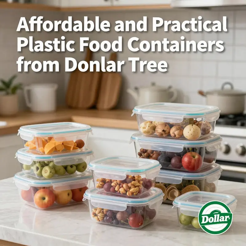 Diverse types of plastic food containers from Dollar Tree suitable for diverse business needs.