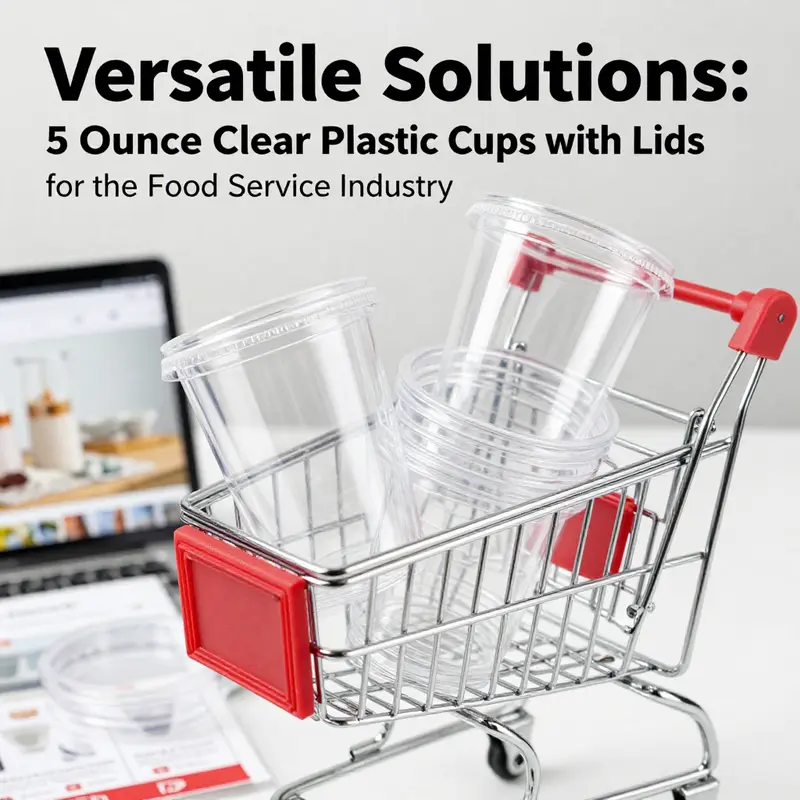 Various 5 ounce clear plastic cups filled with desserts and refreshments demonstrate their applications in the food service industry.