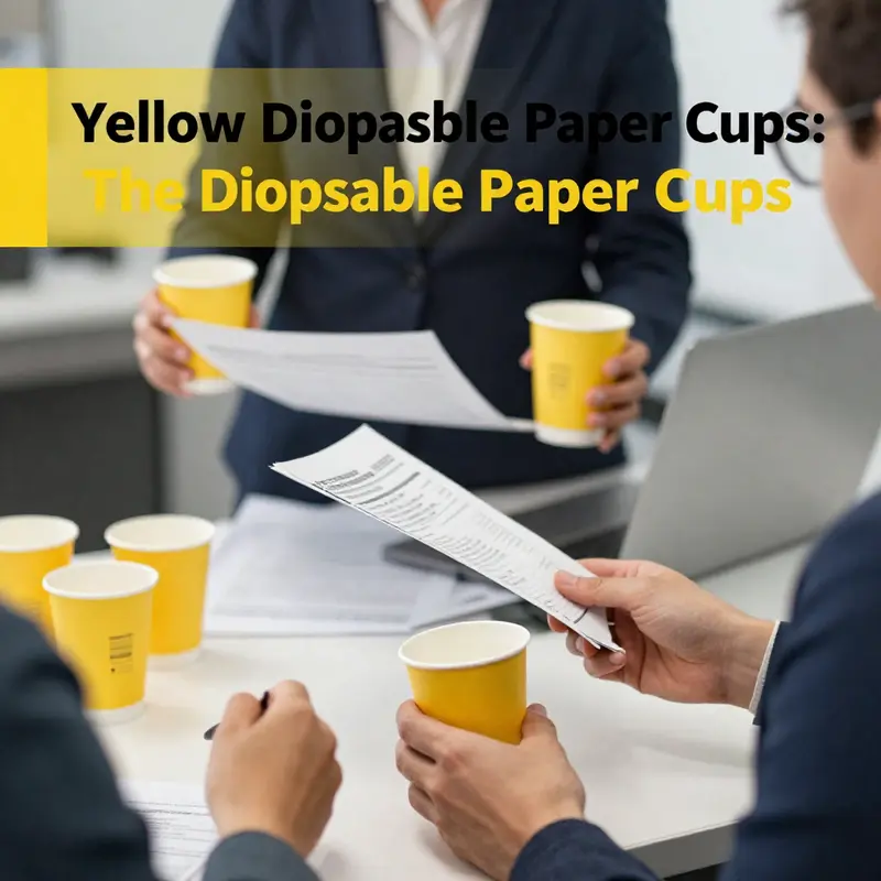Vibrant display of yellow disposable paper cups at a market reflecting current trends.
