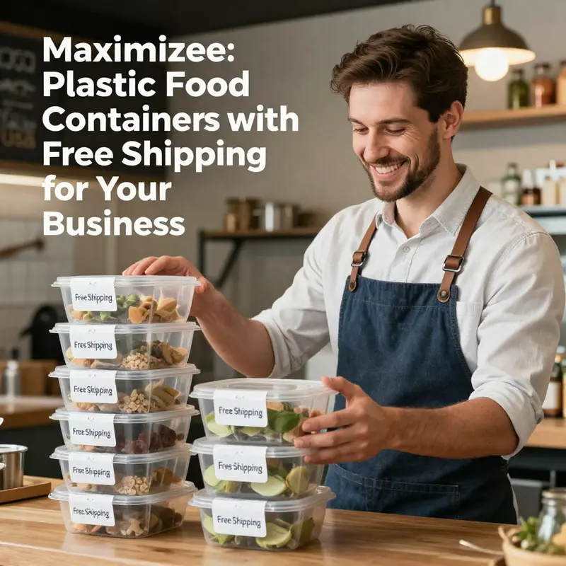 An overview of a warehouse showcasing the variety of plastic food containers available with free shipping in the USA.