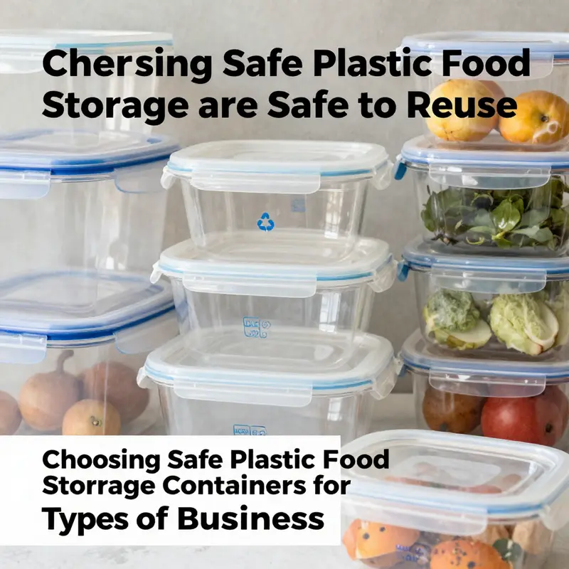 Various plastic food storage containers demonstrating labeling and types that are safe for reuse.