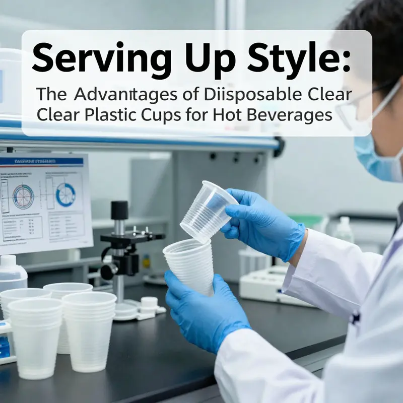 A clear plastic cup made of polypropylene, ideal for holding hot beverages, depicting its excellent clarity and sturdiness.