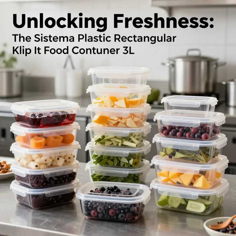 The Sistema Plastic Rectangular Klip It Food Container 3L showcasing its modern design and spacious interior.