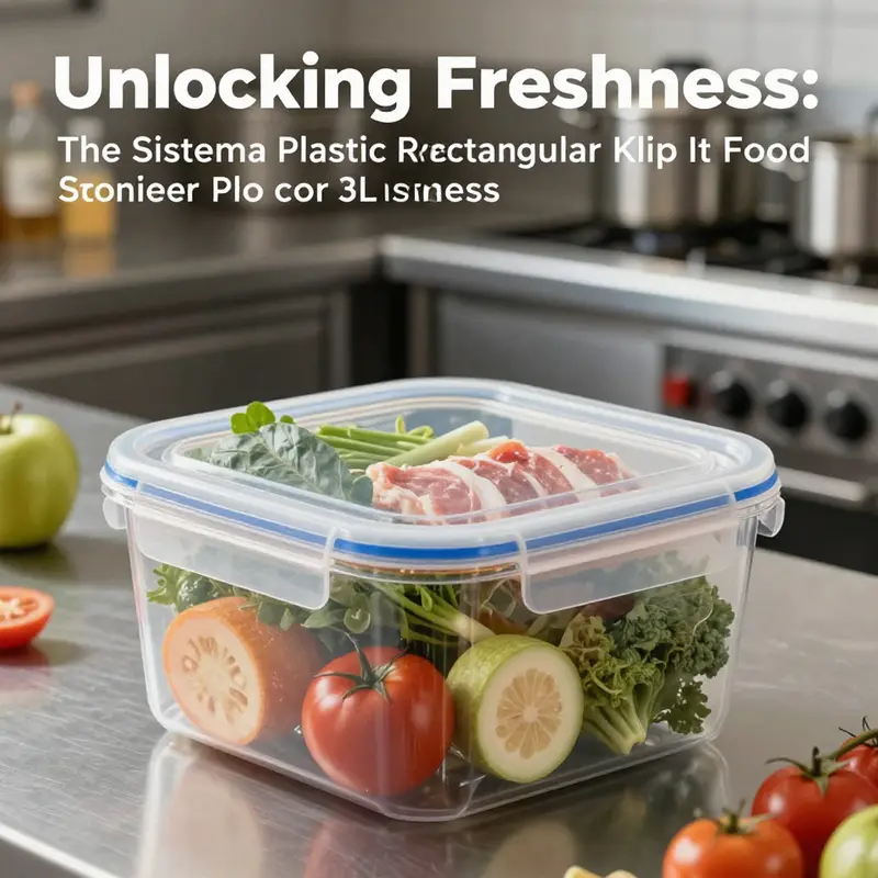 Sistema Plastic Rectangular Klip It Food Container 3L in a kitchen filled with fresh ingredients.