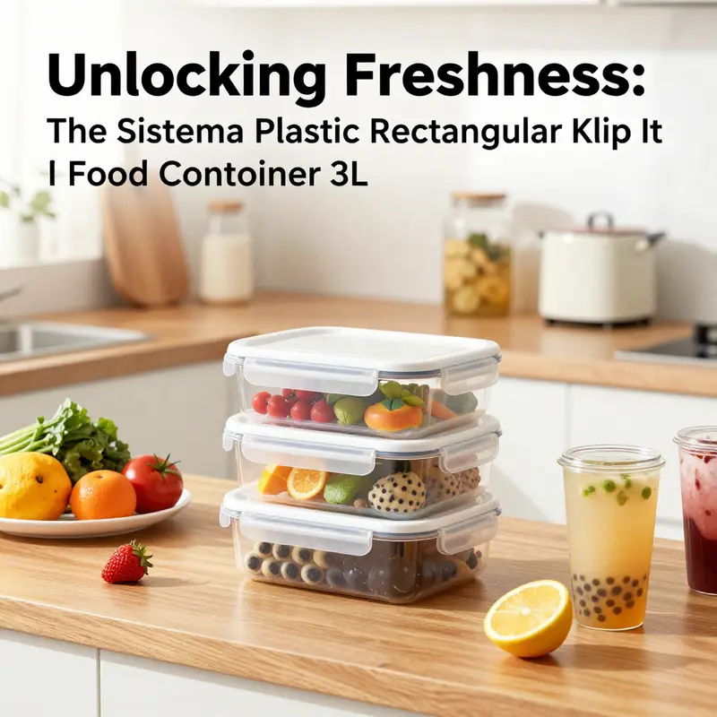 The Sistema Plastic Rectangular Klip It Food Container 3L showcasing its modern design and spacious interior.