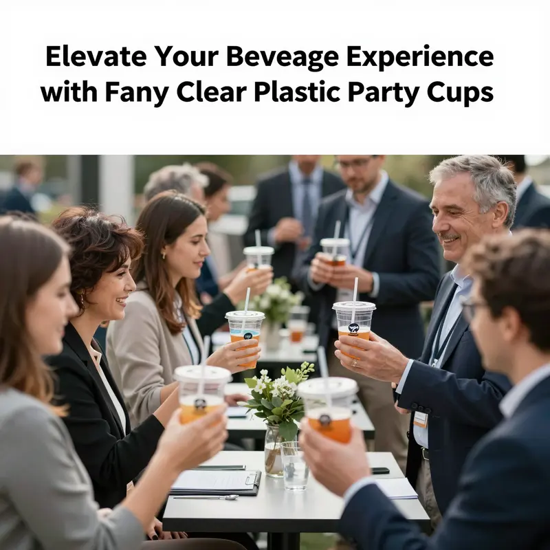 Various designs and sizes of fancy clear plastic party cups enhance presentation and functionality for diverse beverage needs.