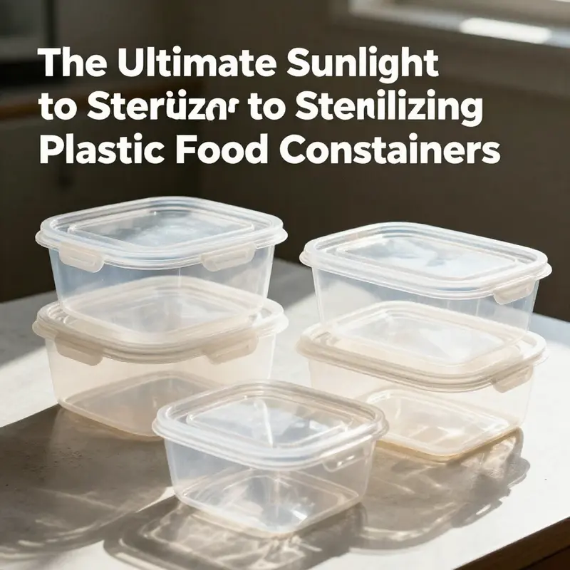 Sterilizing plastic food containers using boiling water, a safe method for heat-resistant materials.