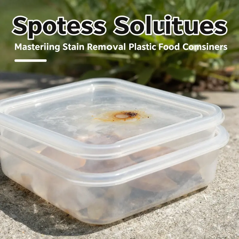 Creating a baking soda paste to effectively clean grease stains from plastic food containers.