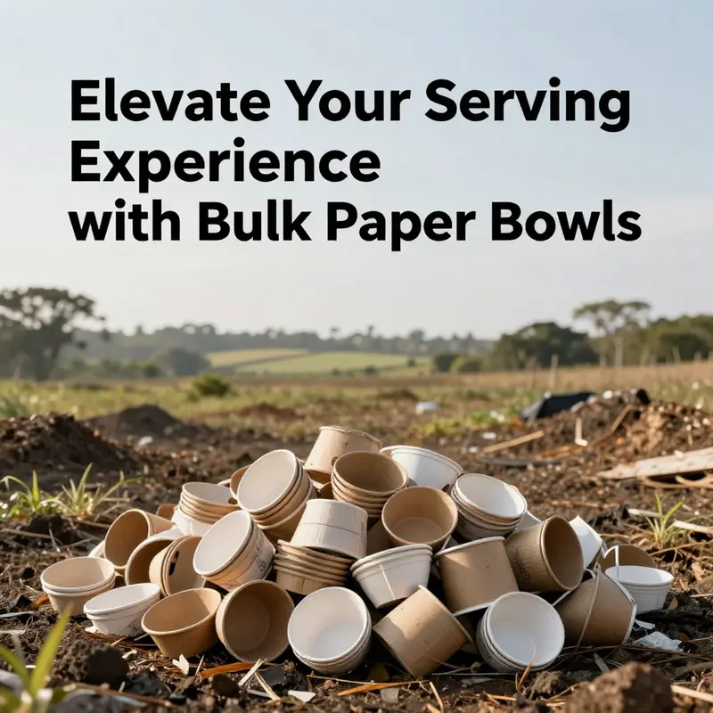 Diverse materials showcase the eco-friendly nature of bulk paper bowls, emphasizing their sustainable composition.