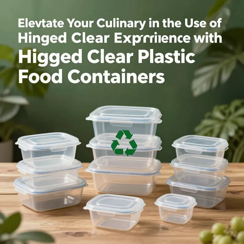 Diverse sizes of hinged clear plastic food containers expertly displaying food items.