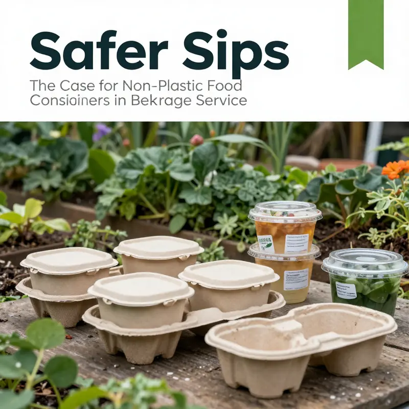 Beverage staff serving drinks from safe, non-plastic containers, emphasizing health risks associated with plastics.