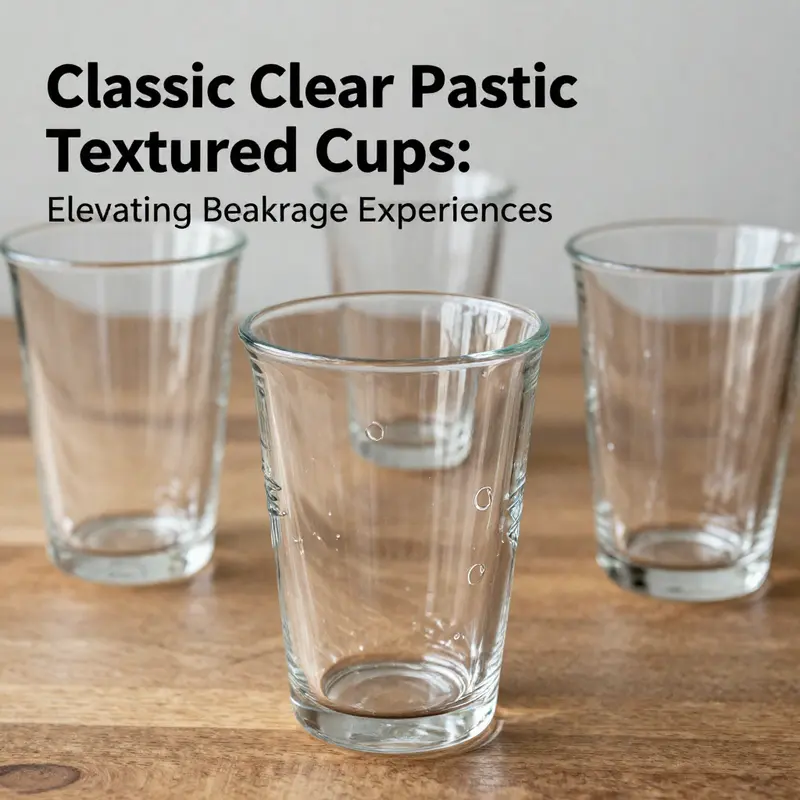 Classic clear plastic textured cups featured at an outdoor event with colorful beverages.