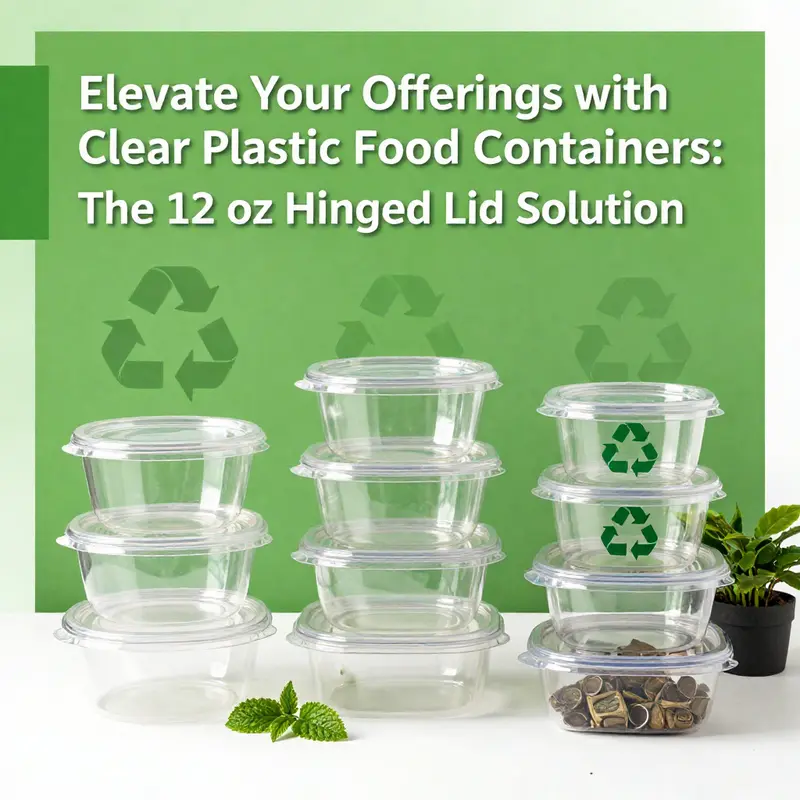 The 12 oz clear plastic food container with a hinged lid demonstrates durability and design ideal for snacks and beverages.