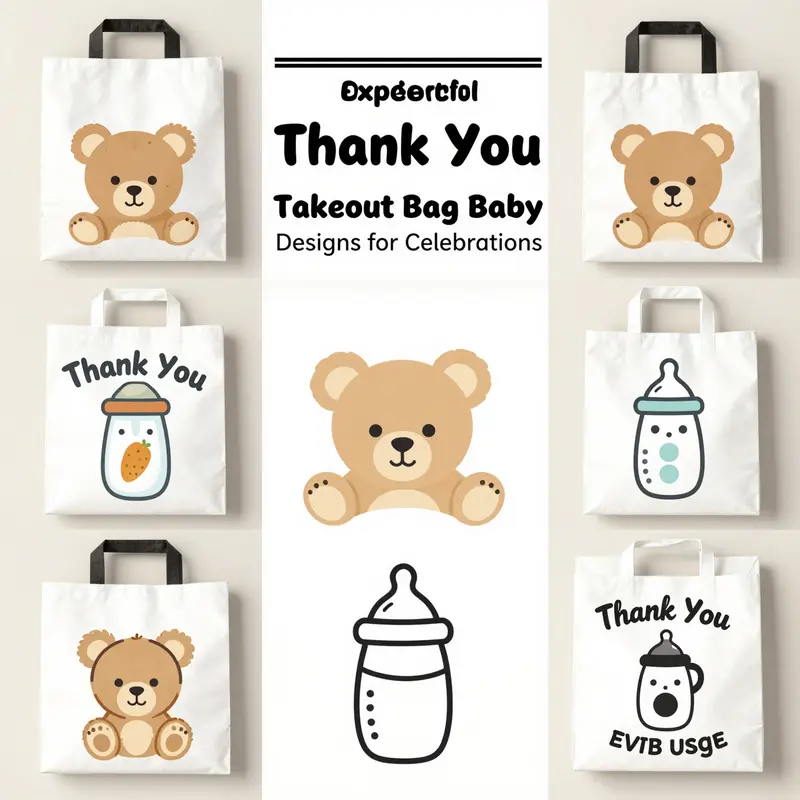 A vibrant display of thank you takeout bag baby SVG designs showcasing their charming and practical applications.