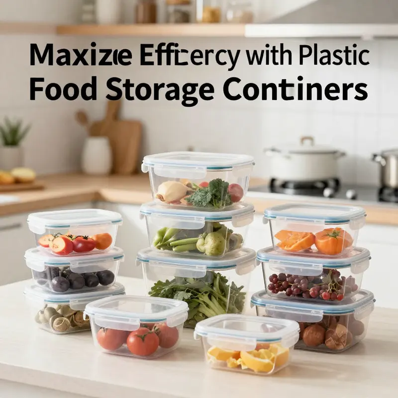 An array of plastic food storage containers in use within a modern kitchen setup, highlighting their versatility and organization.