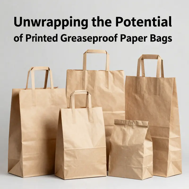 Examples of customizable printed greaseproof paper bags, showcasing unique designs for branding.