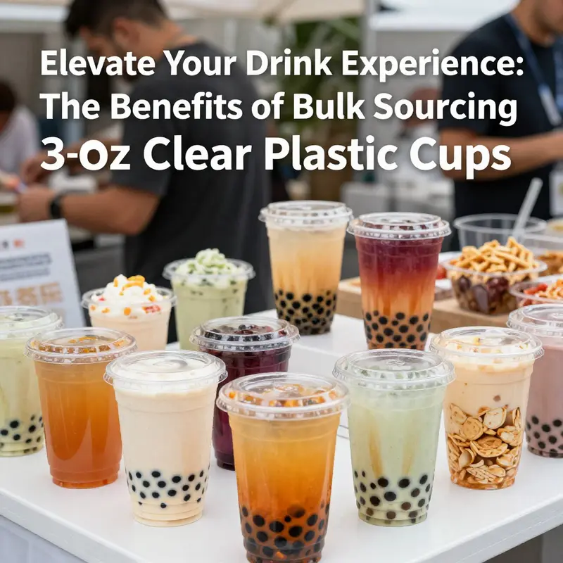 High-quality 3 oz clear plastic cups ready for use in a food service setting.