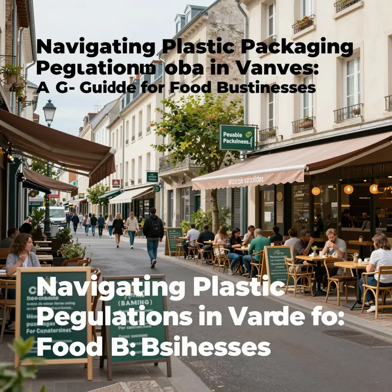 The bustling streets of Vanves, showcasing restaurants transitioning to eco-friendly food packaging.