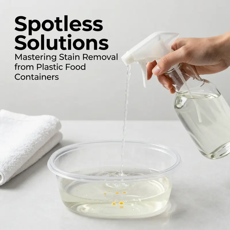 Creating a baking soda paste to effectively clean grease stains from plastic food containers.