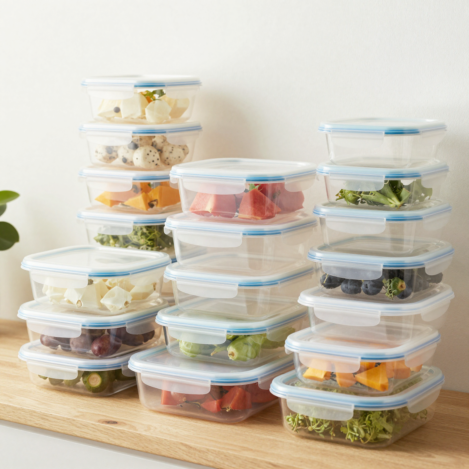 Various Aldi plastic food containers displayed appealingly