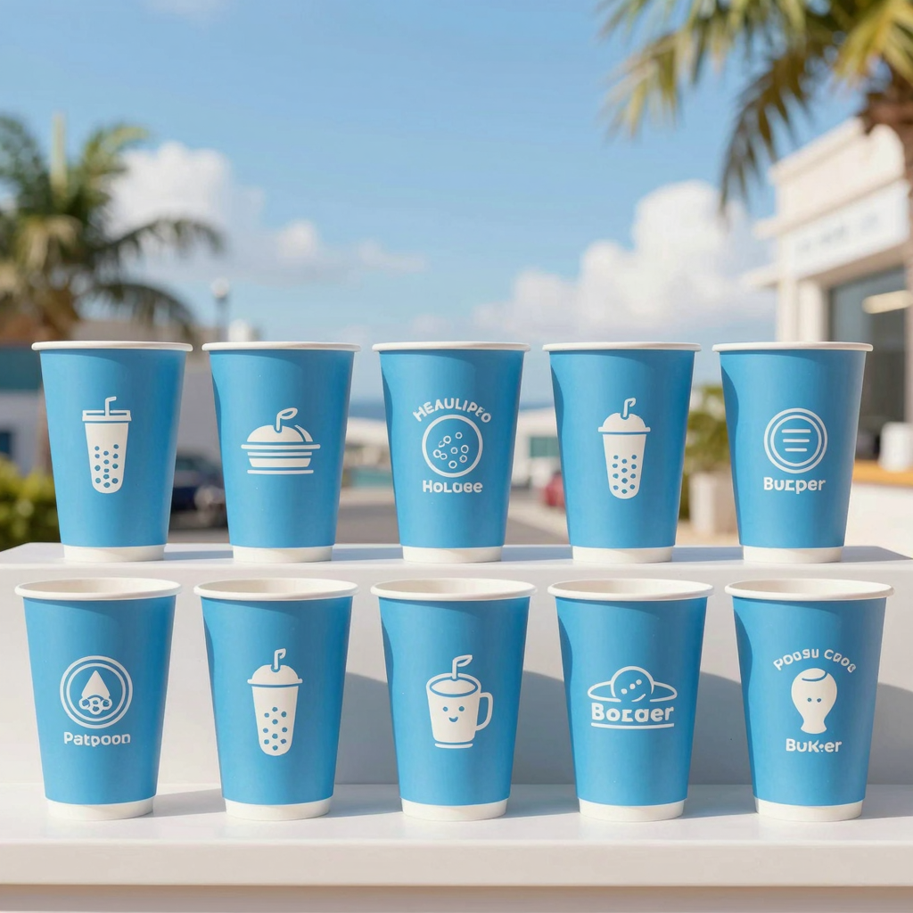Blue sky plastic disposable cups
