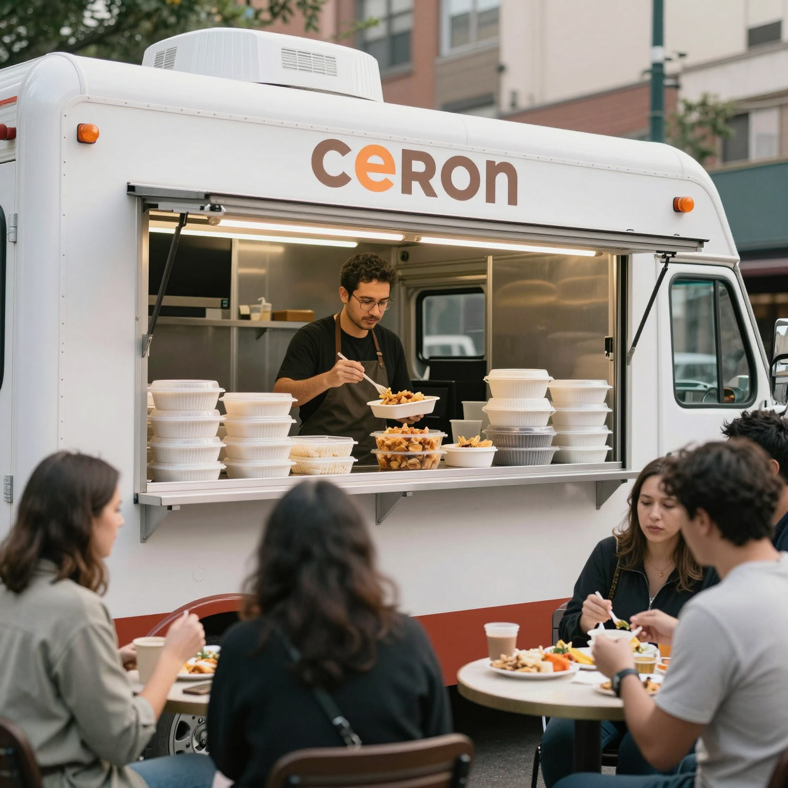 A successful food truck with high-quality disposable plastic containers