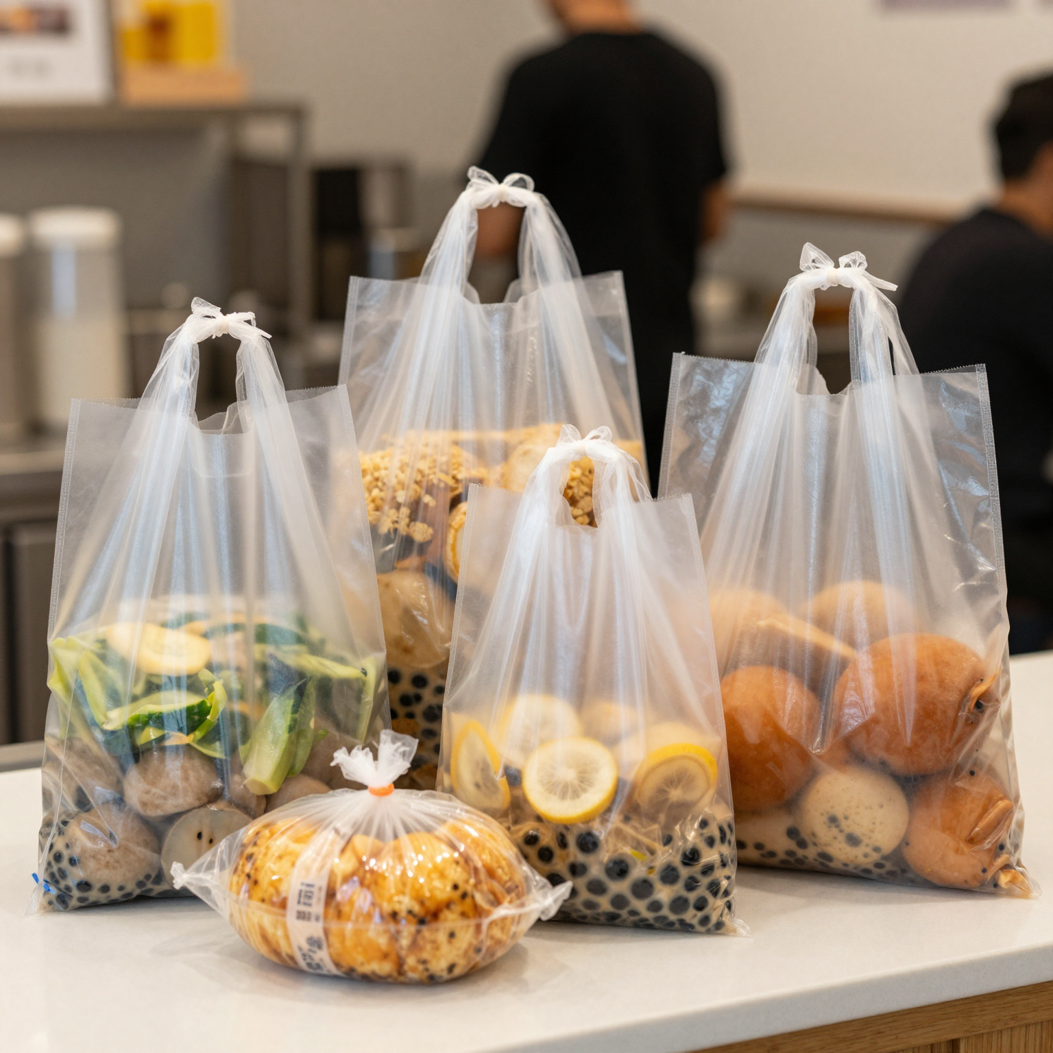 Various Side Gusset Bags in Food Service Setting