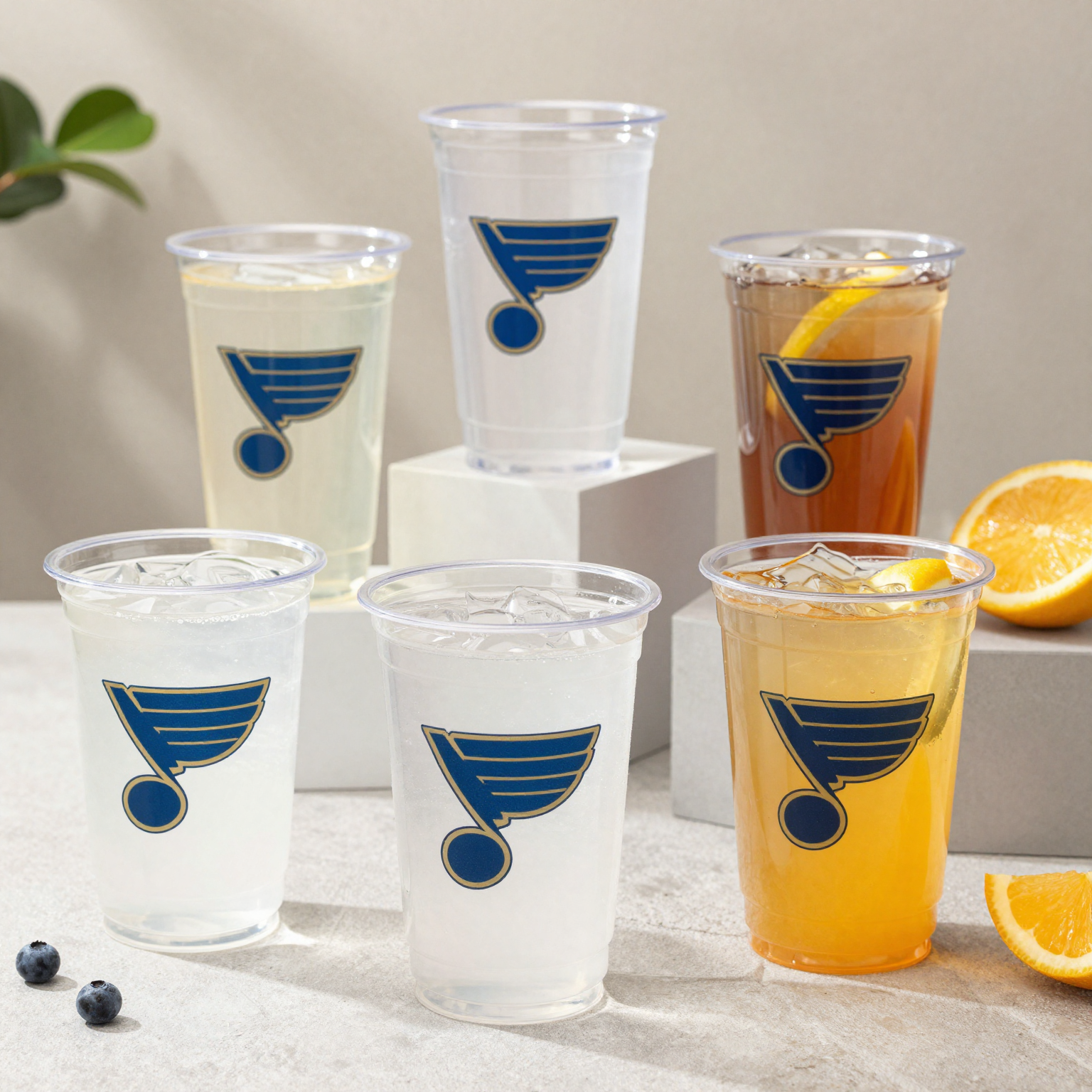 Clear Plastic St. Louis Blues Drinking Cups