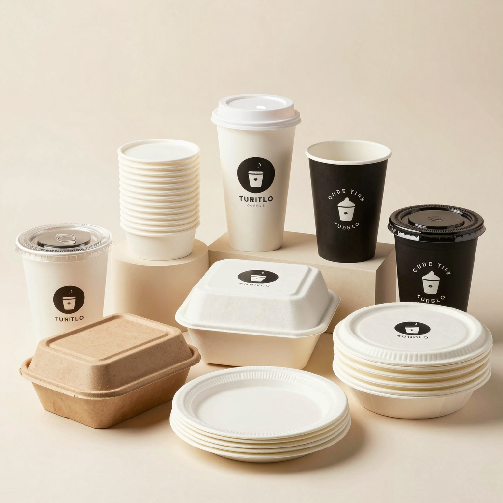 Assorted disposable containers for food businesses