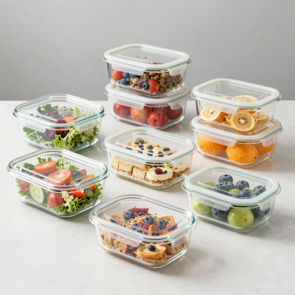 Image of Various Glass Containers Filled with Food