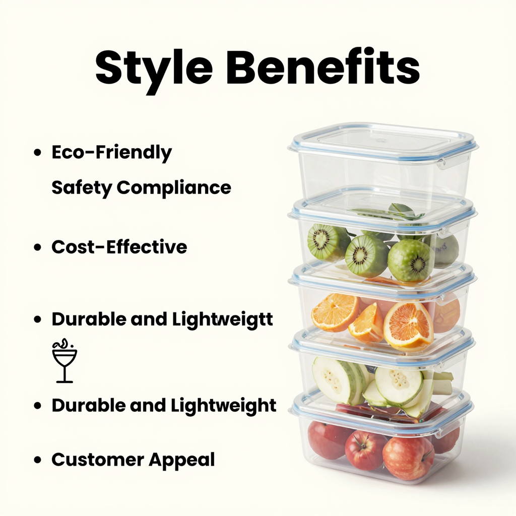 Infographic highlighting the benefits of food-grade clear PET plastic containers for food services