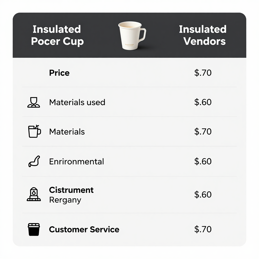 Comparison Table of Insulated Paper Cup Vendors