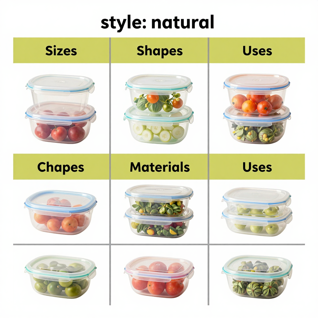 Table comparing types of plastic containers for food