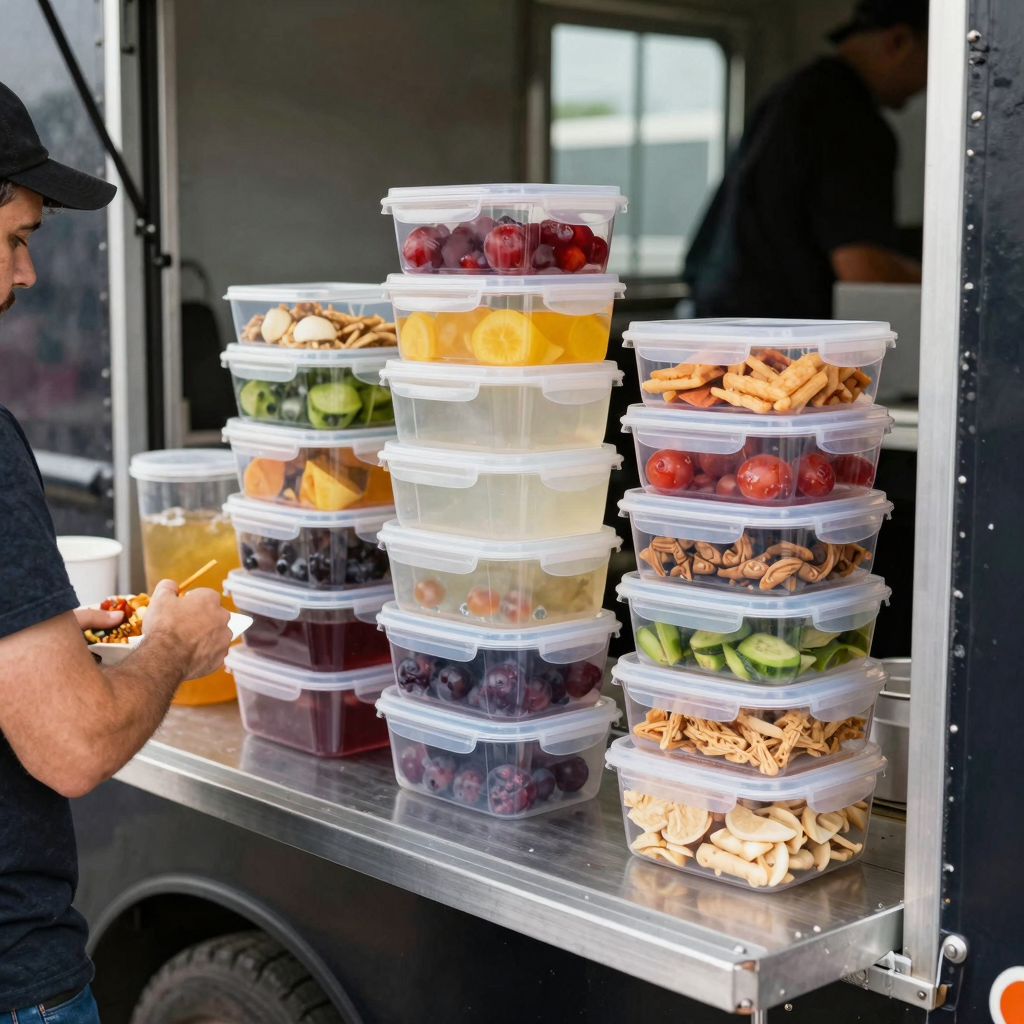 Rubbermaid Food Storage Containers in a Food Truck